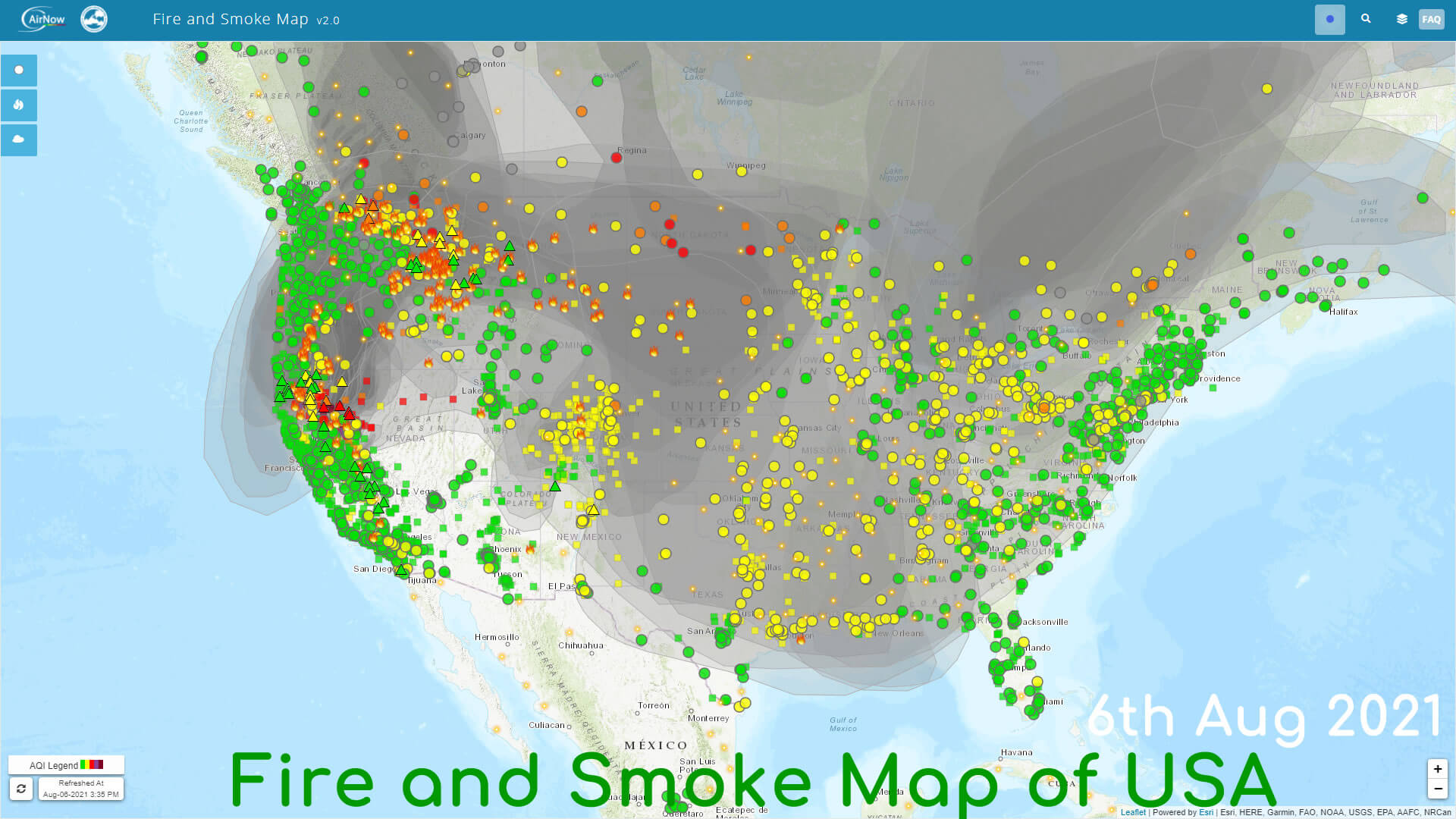 Fire and Smoke Map of USA